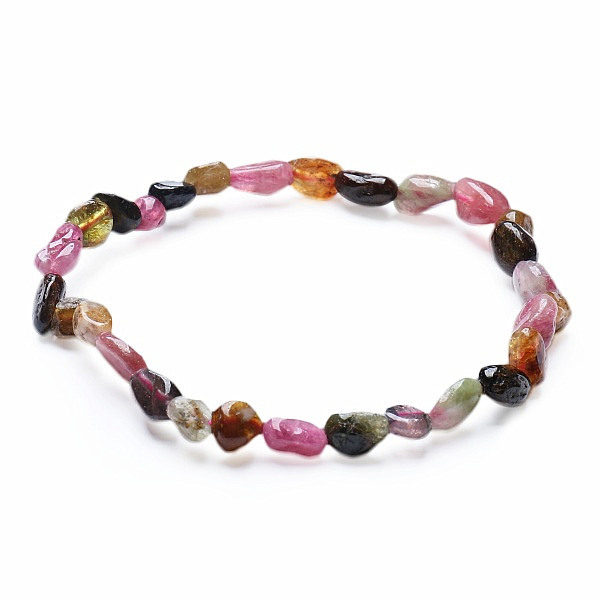 Turmalín multicolor náramek z oválných kamínků - obvod cca 16 až 21 cm