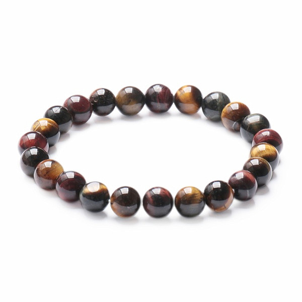 Levně Tygří oko náramek korálky extra 8 mm - obvod cca 16 až 21 cm