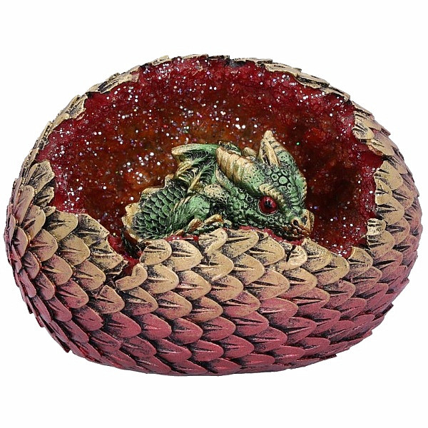 Soška Zelený dráček ve vejci - cca 10,7 cm, 160 g