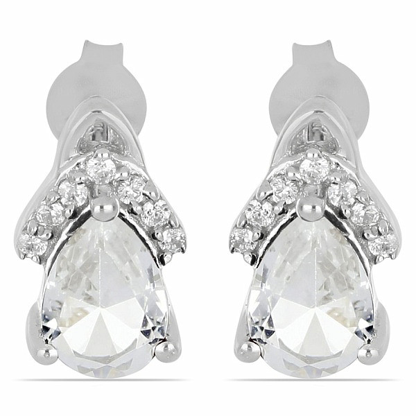 Náušnice stříbrné s broušenými křišťály a zirkony Ag 925 011529 CRI - 1,1 cm, 2,1 g