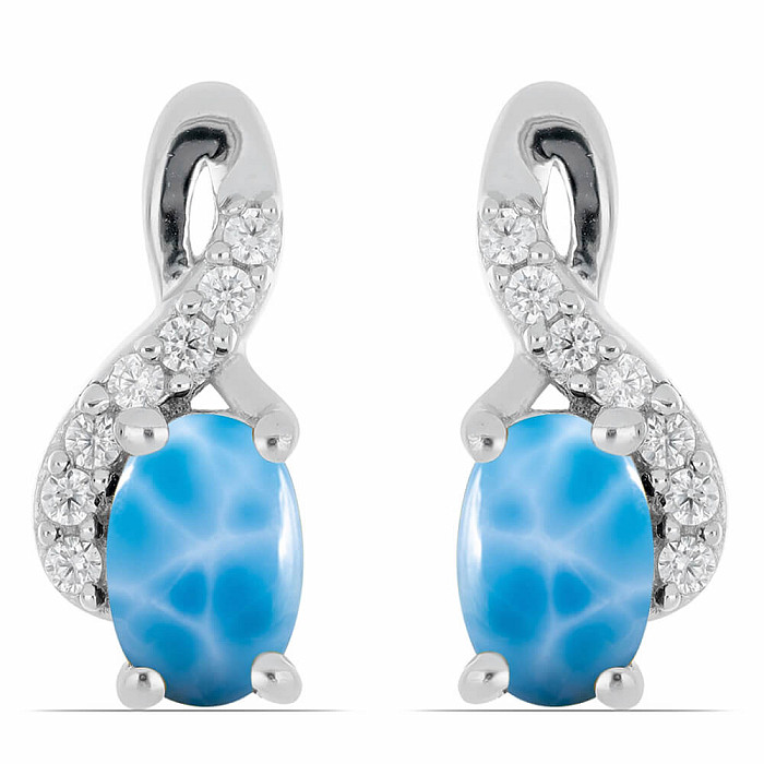 Larimar náušnice stříbro Ag 925 012172 LAR - 1,3 cm, 2,6 g