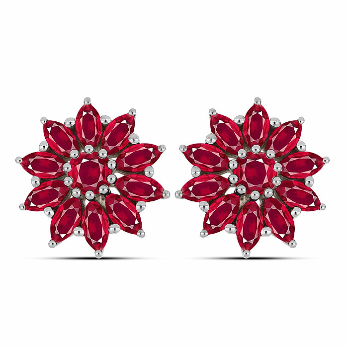 Náušnice stříbrné s broušenými rubíny Ag 925 012889 RB - 2,0 cm, 7,3 g