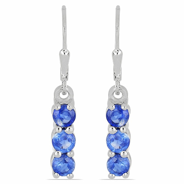Náušnice stříbrné s broušenými modrými kyanity Ag 925 014969 BK - 1,2 cm, 2,2 g