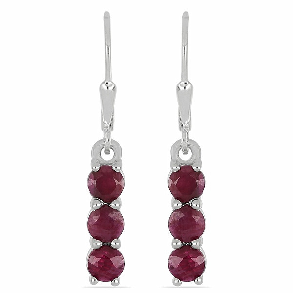 Náušnice stříbrné s broušenými rubíny Ag 925 014969 RB - 1,2 cm, 2,1 g