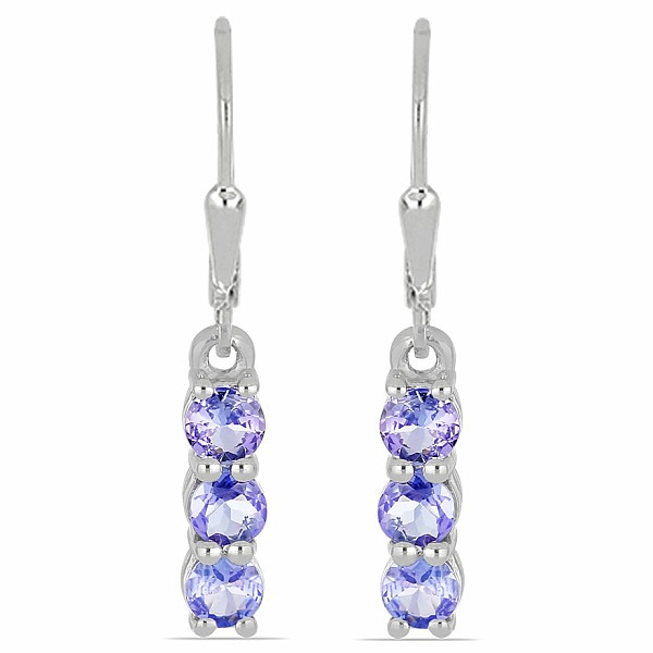 Náušnice stříbrné s broušenými tanzanity Ag 925 014969 TZ - 1,2 cm, 2,1 g