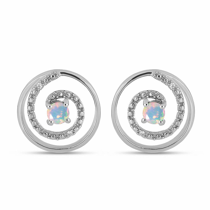 Náušnice stříbrné s etiopskými opály a zirkony Ag 925 020614 ETOP - 1,5 cm, 3,2 g
