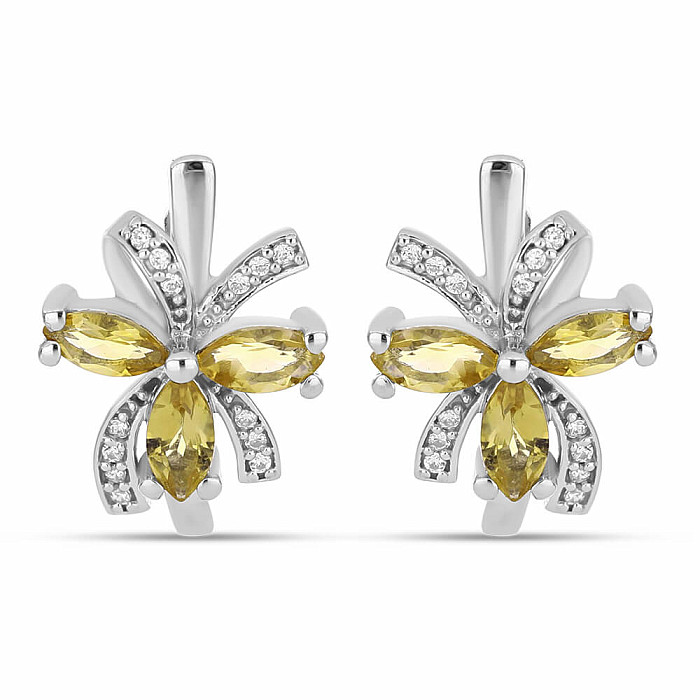 Náušnice stříbrné s broušenými citríny Ag 925 026541 CT - 1,8 cm, 5,5 g