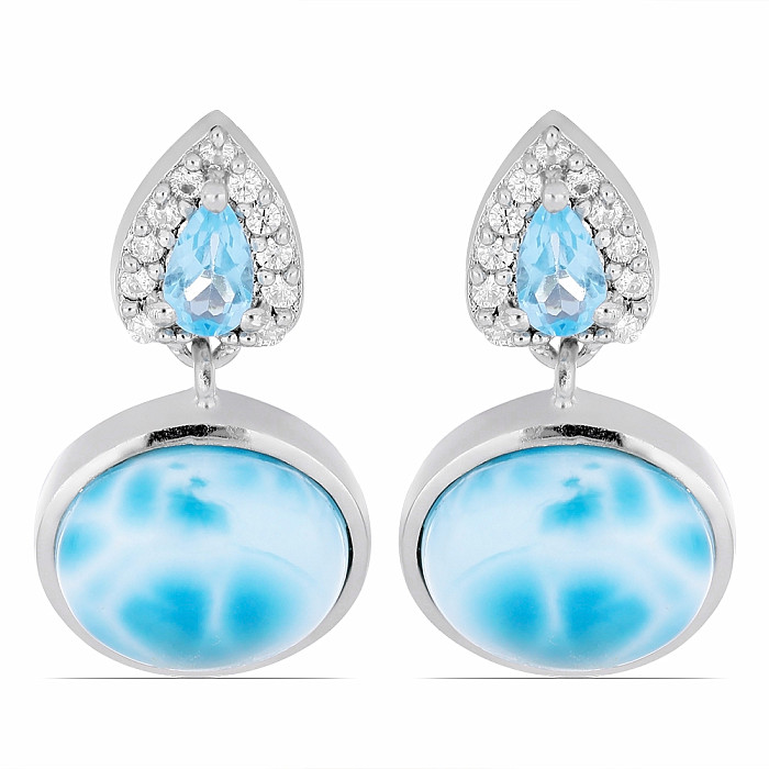 Larimar náušnice stříbro Ag 925 VE049761 - 1,9 cm, 4,8 g