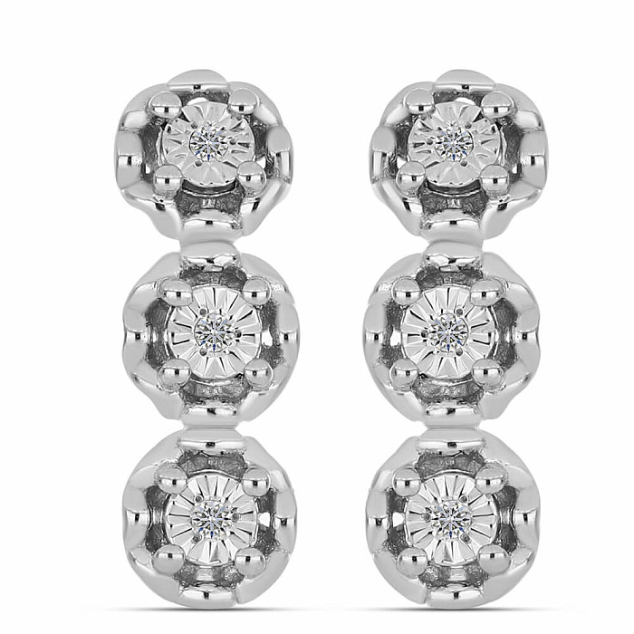 Náušnice stříbrné s broušenými diamanty Ag 925 058822 DIA - 1,6 cm, 3,9 g