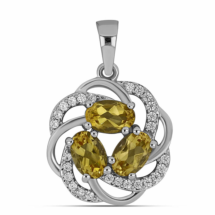 Přívěsek stříbrný s broušenými citríny a zirkony Ag 925 010902 CT - 1,5 cm, 2,6 g