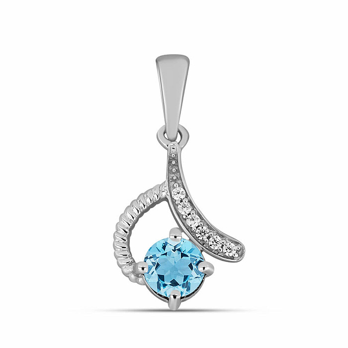 Přívěsek stříbrný s broušeným akvamarínem a zirkony Ag 925 026632 AQ - 1,3 cm, 1 g