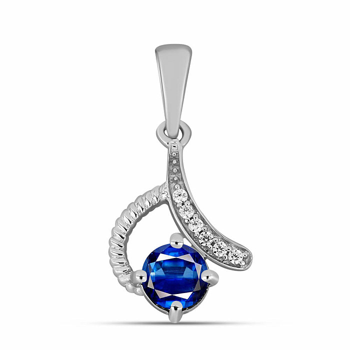 Přívěsek stříbrný s broušeným modrým kyanitem a zirkony Ag 925 026632 BK - 1,3 cm, 1 g