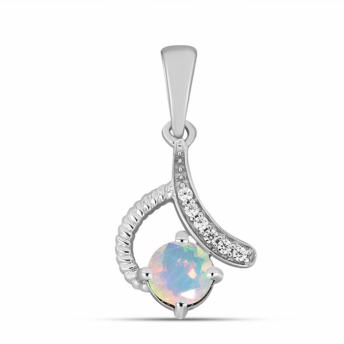Přívěsek stříbrný s etiopským opálem a zirkony Ag 925 026632 ETOP - 1,3 cm, 1 g