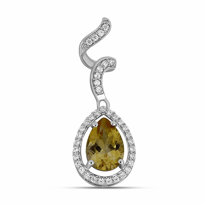 Přívěsek stříbrný s broušeným citrínem a zirkony Ag 925 029497 CT - 3,1 cm, 2,2 g