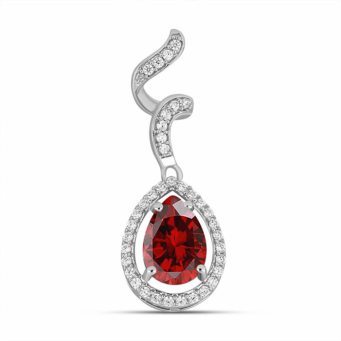 Přívěsek stříbrný s broušeným granátem a zirkony Ag 925 029497 GT - 3,1 cm, 2,2 g