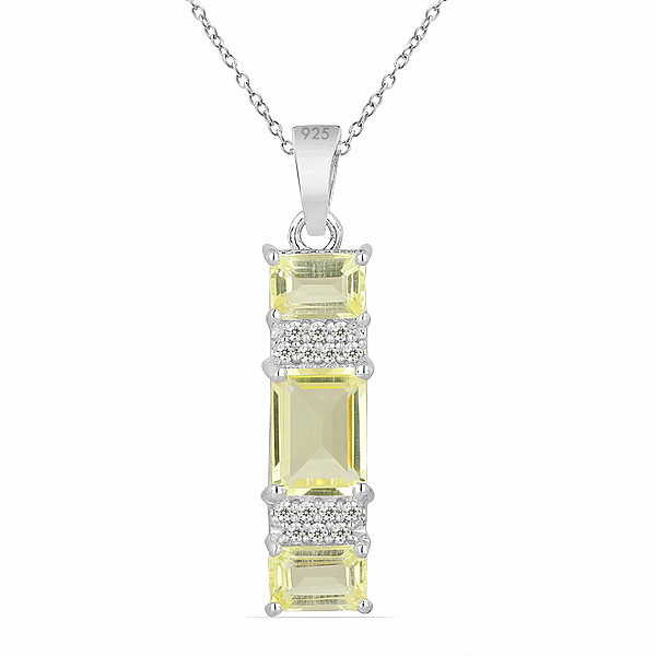 Přívěsek stříbrný s broušenými Lemon topazy a zirkonem Ag 925 07885 LET - 2,3 cm, 2,0 g
