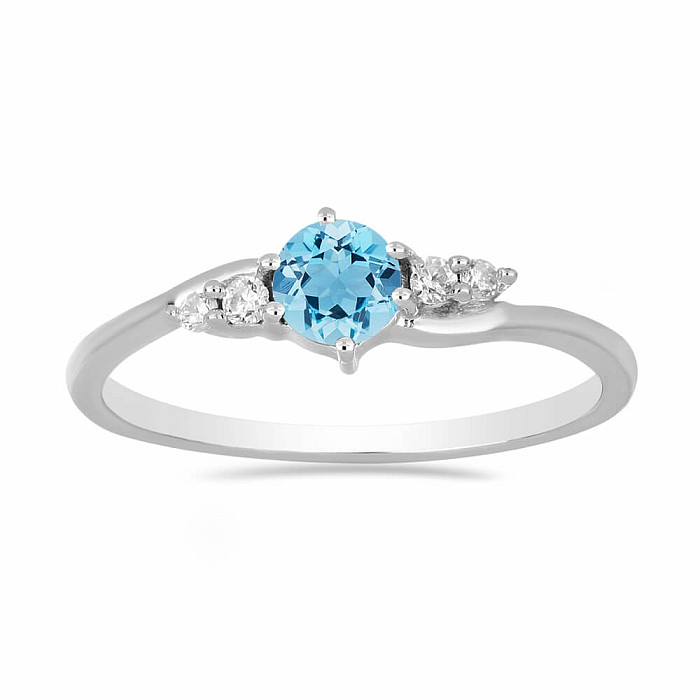 Prsten stříbrný s Blue Sky topazem a zirkony Ag 925 011580 BT - 57 mm , 1,8 g