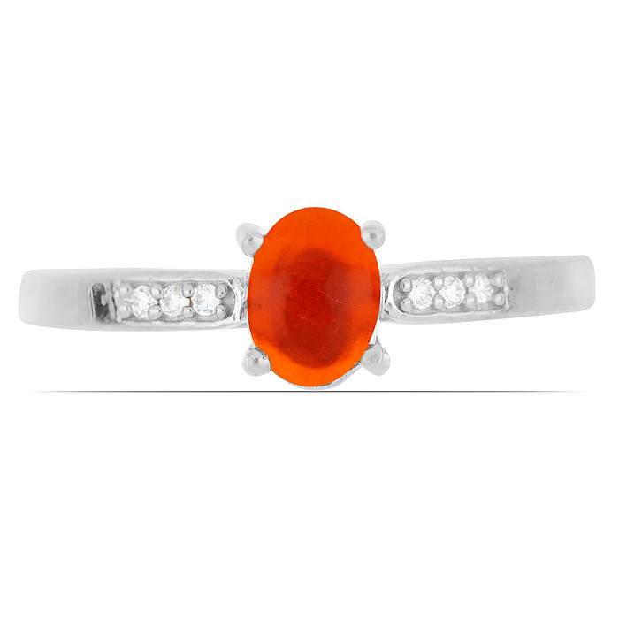 Levně Prsten stříbrný s oranžovým opálem a zirkony Ag 925 012812 OROP - 52 mm (US 6), 1,9 g