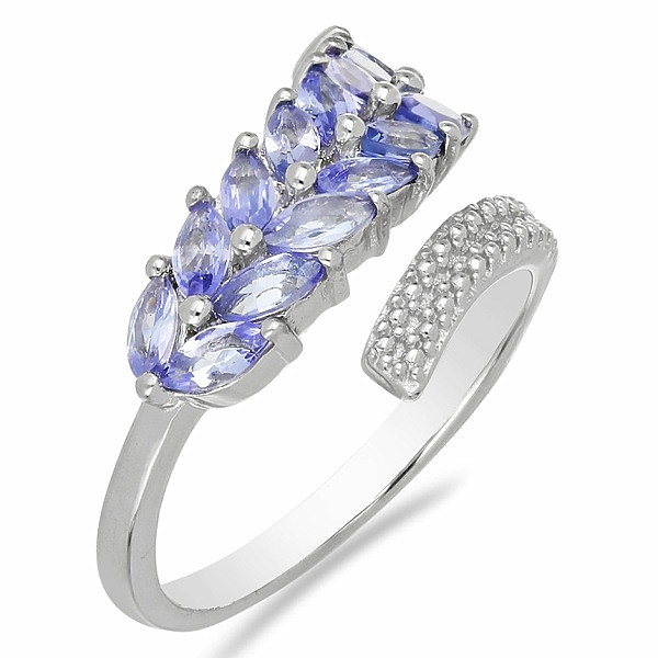 Prsten stříbrný s tanzanity Ag 925 014807 TZ - 52 mm , 3,1 g