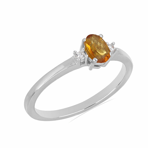 Prsten stříbrný s Madeira citrínem a zirkony Ag 925 015001 MCT - 62 mm , 1,4 g