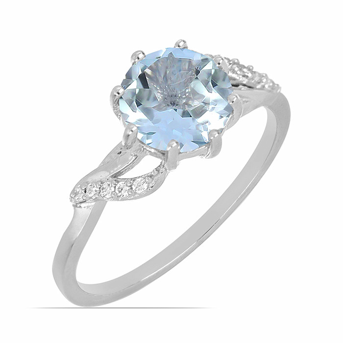 Prsten stříbrný s velkým Blue Sky topazem a zirkony Ag 925 015554 BT - 52 mm , 2,6 g