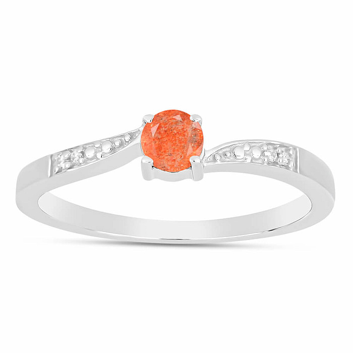 Prsten stříbrný se slunečním kamenem a zirkony Ag 925 015992 SUS - 54 mm (US 7), 1 g