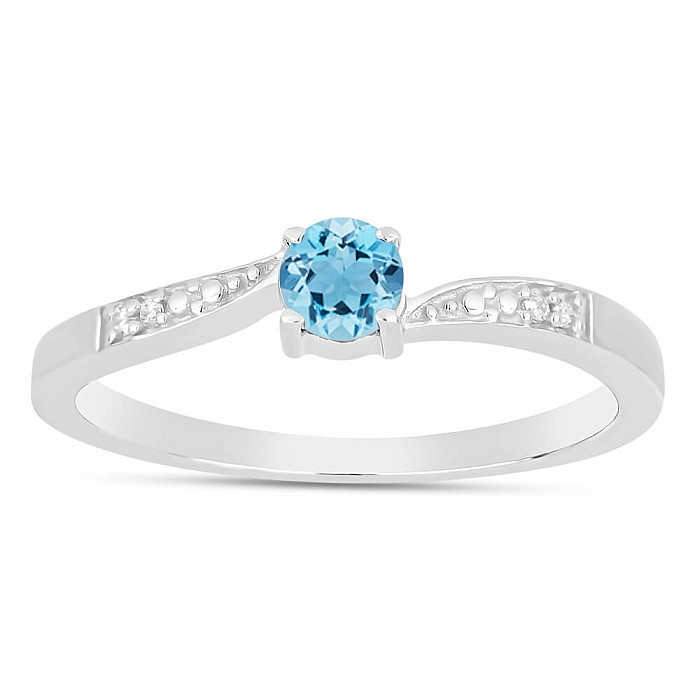 Prsten stříbrný s Blue Sky topazem a zirkony Ag 925 015992 BT - 62 mm (US 10), 1 g