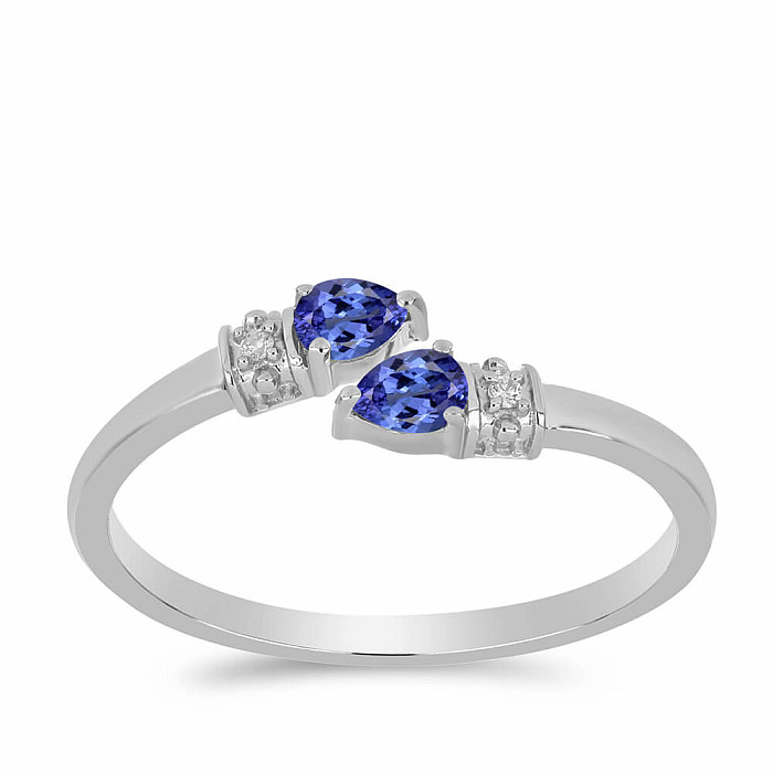 Prsten stříbrný s broušeným tanzanitem a zirkony Ag 925 016430 TZ - 54 mm , 2,1 g