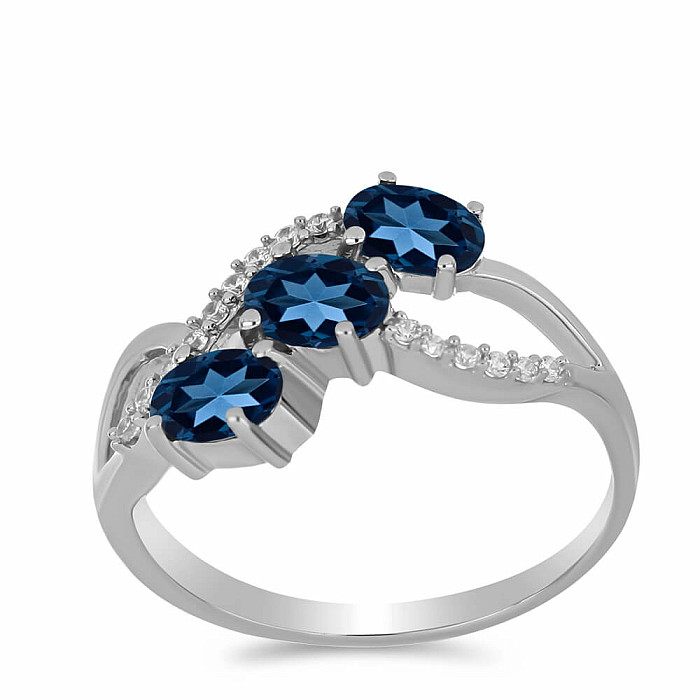 Prsten stříbrný s London topazem a zirkony Ag 925 016803 LT - 52 mm , 2,7 g