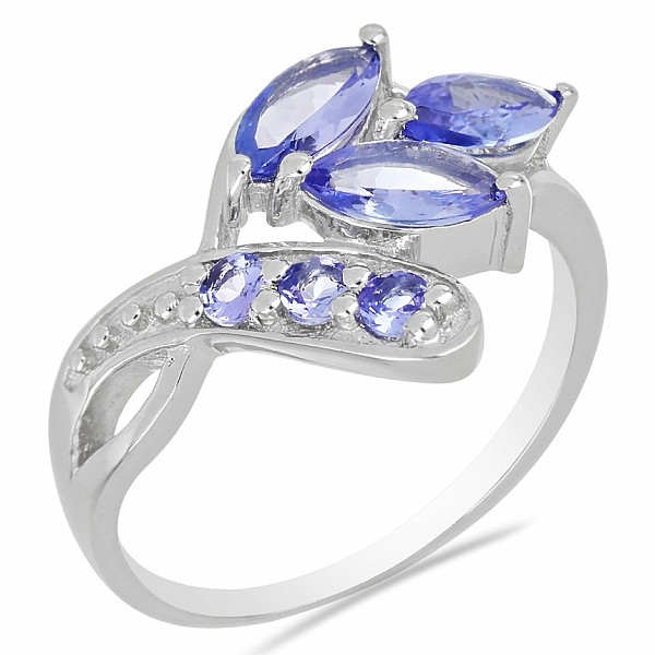 Prsten stříbrný s broušenými tanzanity Ag 925 023241 TZ - 52 mm , 3,4 g
