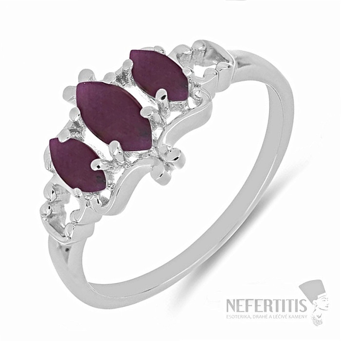 Prsten stříbrný s broušenými rubíny Ag 925 023319 RB - 54 mm , 2,5 g