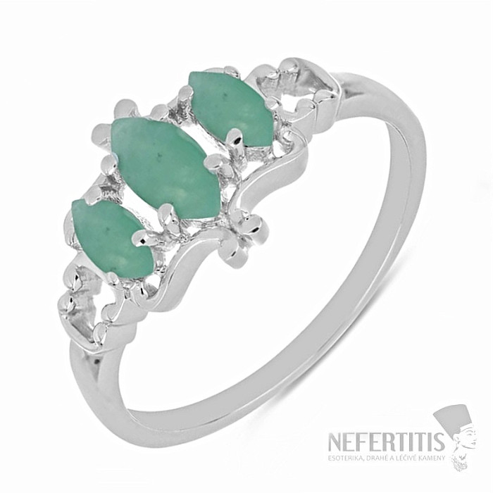 Prsten stříbrný s broušenými smaragdy Ag 925 023319 EM - 54 mm , 2,5 g