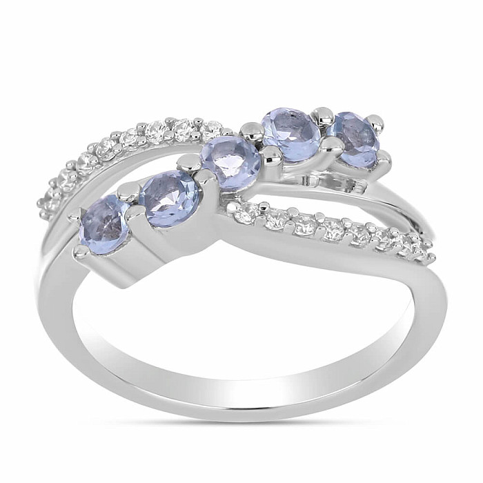 Prsten stříbrný s Blue Sky topazem a zirkony Ag 925 026296 BT - 62 mm (US 10), 3,2 g