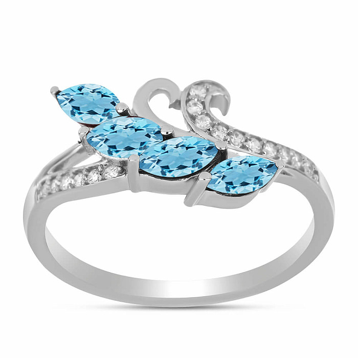 Prsten stříbrný s Blue Sky topazem a zirkony Ag 925 026347 BT - 62 mm , 3 g