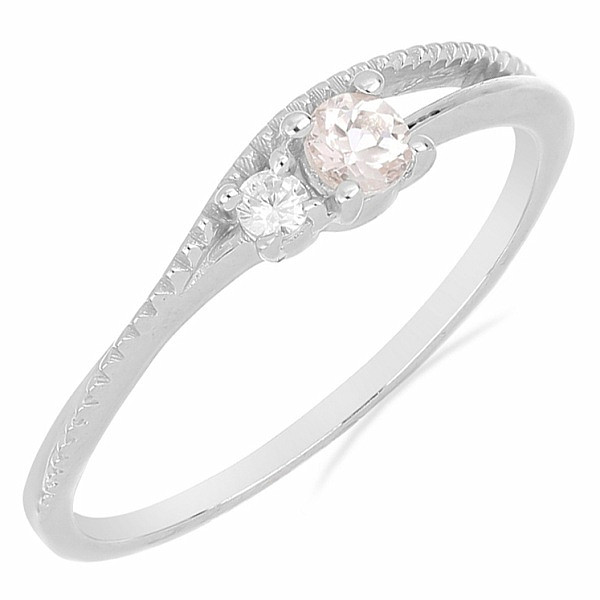 Prsten stříbrný s morganitem a zirkonem Ag 925 031121 MG - 62 mm  1,25 g