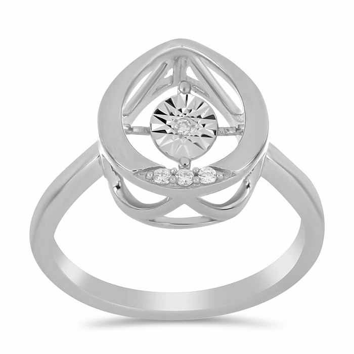Prsten stříbrný s broušeným tancujícím diamantem Ag 925 038947 DIA - 52 mm (US 6), 2,5 g