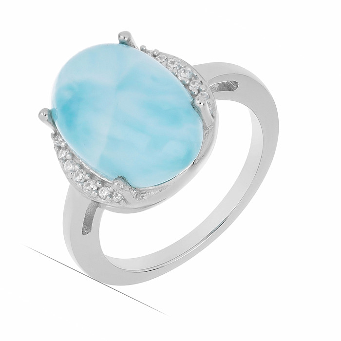 Larimar prsten stříbro  Ag 925 VR049759 - 59 mm , 4,1 g