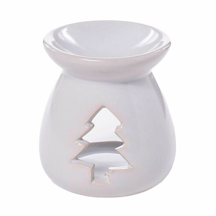 Aroma lampa keramická Vánoční stromeček bílý - cca 6,5 x 7,5 cm