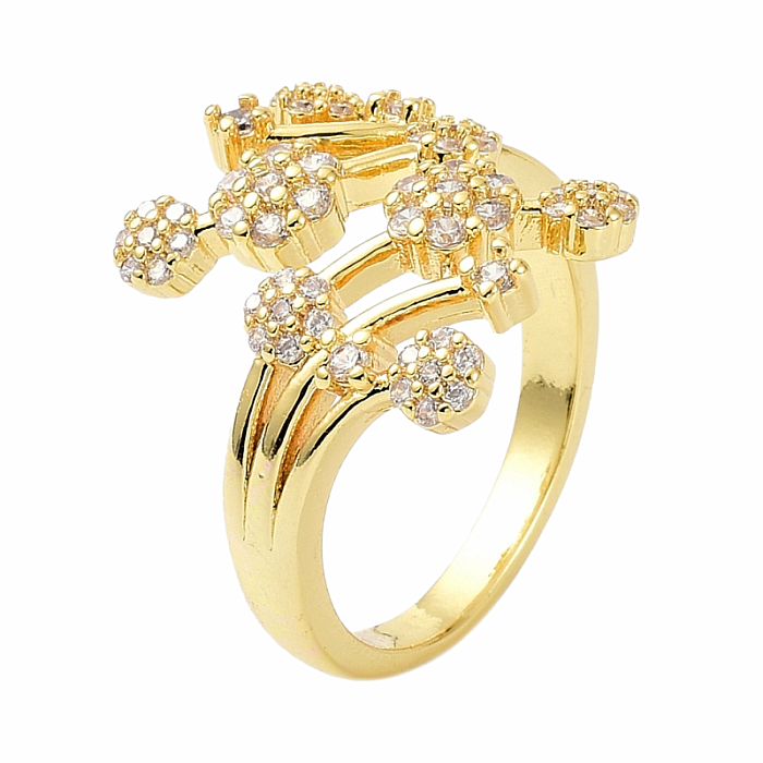 Dámský pozlacený prsten kubická zirkonie Flowers - 57 mm