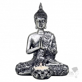 Buddha meditierender Thaifigur mit Teelichtständer 20,5 cm