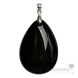 Obsidián čierny nebeské oko prívesok striebro Ag 925 č. 1