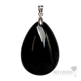 Obsidián čierny nebeské oko prívesok striebro Ag 925 č. 10