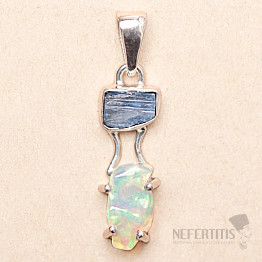 Äthiopischer Opal und blauer Kyanit-Anhänger, Silber Ag 925 LOT10