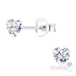 00365 Stříbrné náušnice pecky se zirkony 4mm CRYSTAL HEART