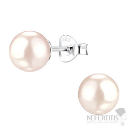 0481 Silver earrings 8 mm PEACH PEARL
