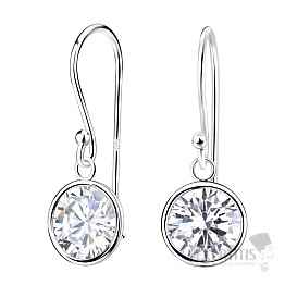 33587 Strieborné visiace náušnice 22 mm WHITE CRYSTAL