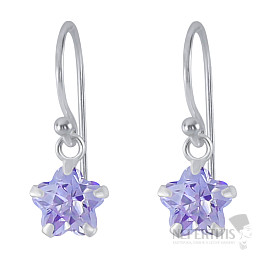 01517 Silver dangle earrings 18 mm LAVENDER STAR