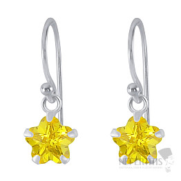 01520 Silver dangle earrings 18 mm YELLOW STAR
