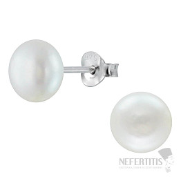 1848 Silver earrings 8 mm FRESHWATER PEARL WHITE