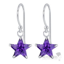 02108 Silver dangle earrings 22 mm VIOLET STAR